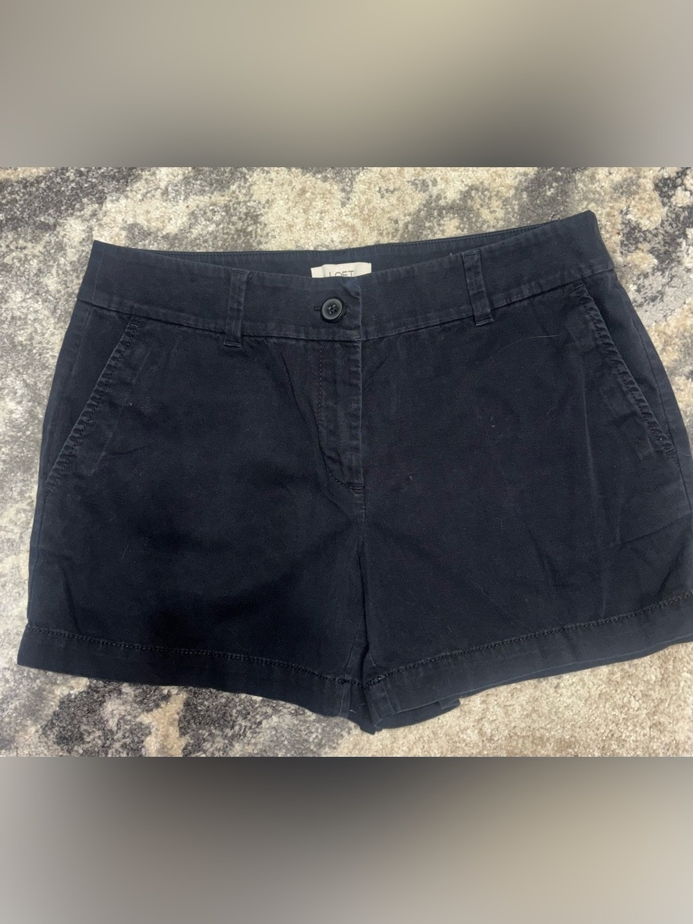LOFT Black Tailored Cotton Bermuda Shorts